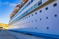 Cruise ship anchored at Mykonos port dock Cyclades Greece Royalty Free Stock Photo