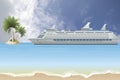 Cruise ship anchored offshore Royalty Free Stock Photo