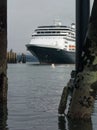 Cruise ship approaching dock Royalty Free Stock Photo