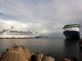 Cruise ship approaching pier to dock in tallin Estonia, Europe cruising Royalty Free Stock Photo