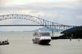 Cruise ship arriving Panama Canal. Royalty Free Stock Photo