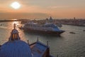 The cruise ship `Azamara Quest` passes the San Marco bay, Venice