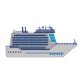 Cruise ship boat sideview isolated blue lines Royalty Free Stock Photo