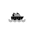 Cruise Ship. Bon voyage vector label with steering wheel