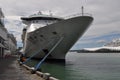 Cruise ship bow prow boat yatch moored at Auckland dock