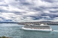 Cruise Ship Bridge Buildings Bosphorus Strait Istanbul Turkey Royalty Free Stock Photo