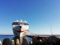 Cruise ship on Caribbean Port. Europe Port. Cruises docked on port Royalty Free Stock Photo