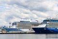 Cruise Ship Celebrity Solstice and Ovation of the Seas docked in Seattle Royalty Free Stock Photo