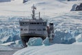 A Cruise Ship Among Chunks of Ice in Antarctica Royalty Free Stock Photo