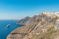 Cruise ship close to the Santorini island. Greece Royalty Free Stock Photo