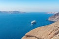 Cruise ship close to the Santorini island. Greece Royalty Free Stock Photo