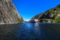 Cruise Ship On Trollfjord Trollfjorden in the Lofoten Islands, Royalty Free Stock Photo