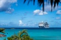 Cruise ship in crystal blue water Royalty Free Stock Photo