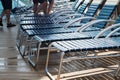 Cruise ship deck chairs outdoors Royalty Free Stock Photo