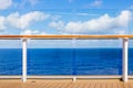 Cruise Ship Deck and railing with Ocean View and copy space Royalty Free Stock Photo