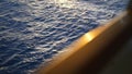 Cruise Ship Deck Railing View. Stock. View of the sea waves from the ship Royalty Free Stock Photo