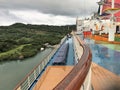 Roatan, Honduras - 11/29/17 - Cruise ship deck with views of Roatan, Honduras