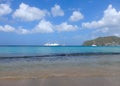 A cruise ship departing admiralty bay, bequia Royalty Free Stock Photo