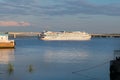 A cruise ship departs from the pier on the Volga river