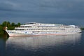 Cruise ship `Dmitry Furmanov` departing from Staraya Ladoga