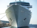 Cruise ship dock at port, front of cruise ship. Royalty Free Stock Photo