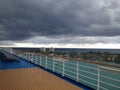 Cruise ship dock at port, view from open desk. Royalty Free Stock Photo