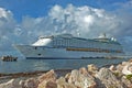 Cruise ship docked at Curacao island pier Caribbean