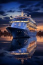 Cruise ship docked at the port at night Royalty Free Stock Photo