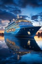 Cruise ship docked at the port at night Royalty Free Stock Photo