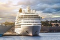 Cruise ship docked in port Rhodes, Greese. Cruise vacation Royalty Free Stock Photo