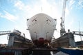 Cruise ship in dry dock Royalty Free Stock Photo