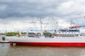 Cruise ship at the Elbe river, port of Hamburg, Germany Royalty Free Stock Photo