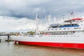 Cruise ship at the Elbe river, port of Hamburg, Germany Royalty Free Stock Photo