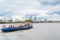 Cruise ship at the Elbe river, port of Hamburg, Germany Royalty Free Stock Photo