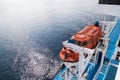 Cruise ship emergency safety rescue boat on deck Royalty Free Stock Photo