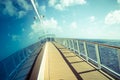 Cruise ship empty open deck with copy space, blue tone Royalty Free Stock Photo