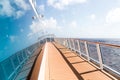 Cruise ship empty open deck with copy space Royalty Free Stock Photo