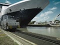 Cruise ship entering Panama Canal Royalty Free Stock Photo