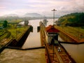 Cruise Ship Entering Panama Canal at Sunrise Royalty Free Stock Photo