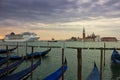 Cruise Ship Entering The Venice Lagoon at Dawn Royalty Free Stock Photo