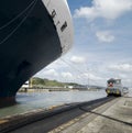 Cruise ship exiting Pedro Miguel Locks Royalty Free Stock Photo