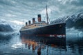 Cruise ship in the fjord at night Royalty Free Stock Photo