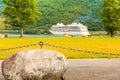 Cruise ship on fjord Sognefjord in Flam Norway Royalty Free Stock Photo