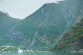 Cruise ship on fjord Sognefjord in Flam Norway Royalty Free Stock Photo