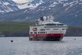 Cruise ship Fram from Norwegian shipping company Hurtigruten in Eyjafjordur Iceland