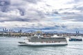 Cruise Ship Freighter Buildings Bosphorus Strait Istanbul Turkey Royalty Free Stock Photo