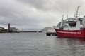 cruise ship in front alesund harbour in norway Royalty Free Stock Photo