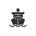 Cruise ship front black icon. Clipart image