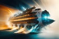 Cruise ship in the futuristic space