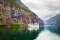 Cruise Ship in Geiranger fjord, Norway Royalty Free Stock Photo